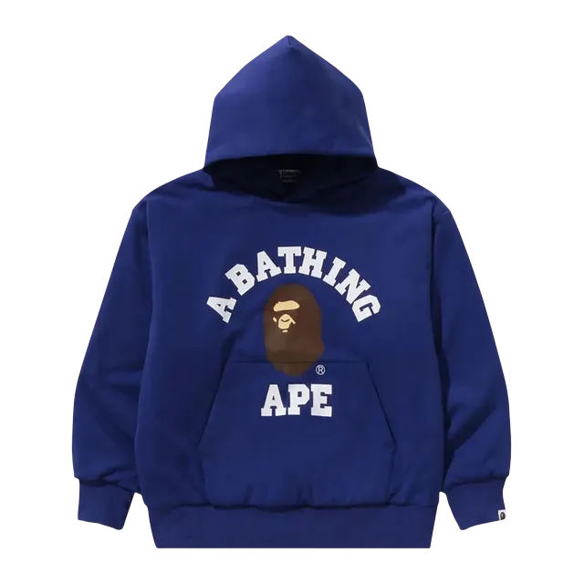 BAPE College Puffy Relaxed Fit Pullover Hoodie Blue — Authentic Hoodies & Sweats at CLZTURE