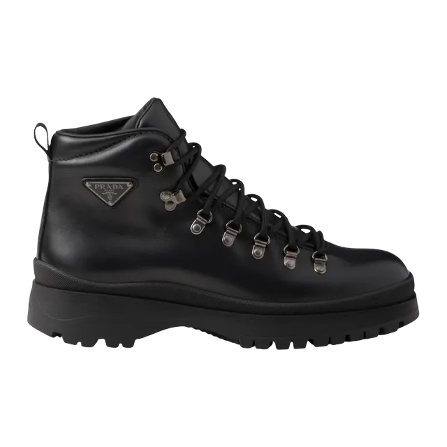 Prada Brixxen Leather Booties Black — Authentic at CLZTURE