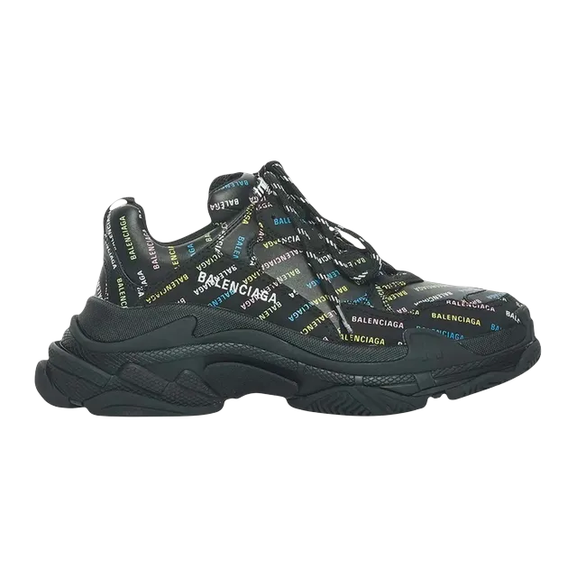 Balenciaga Triple S Allover Logo Black Multi — Authentic Balenciaga in stock at CLZTURE