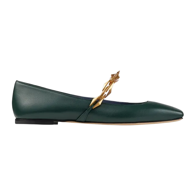 Jimmy Choo Diamond Tilda Flat Green — Authentic Loafers & Flats at CLZTURE
