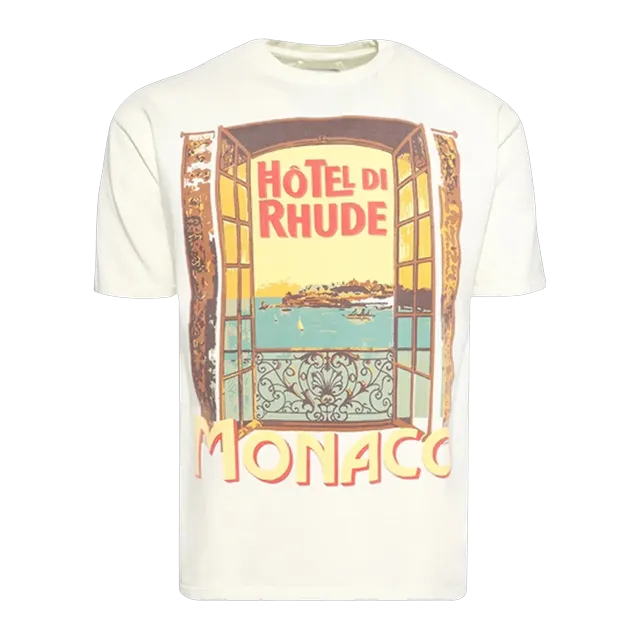 Rhude Hotel Di Monaco T-Shirt Vintage White — Authentic T-Shirts at CLZTURE