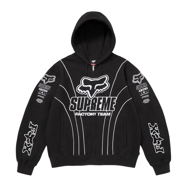 Supreme Fox Racing Zip Up Hooded Sweatshirt Black — Authentic Hoodies & Sweats at CLZTURE