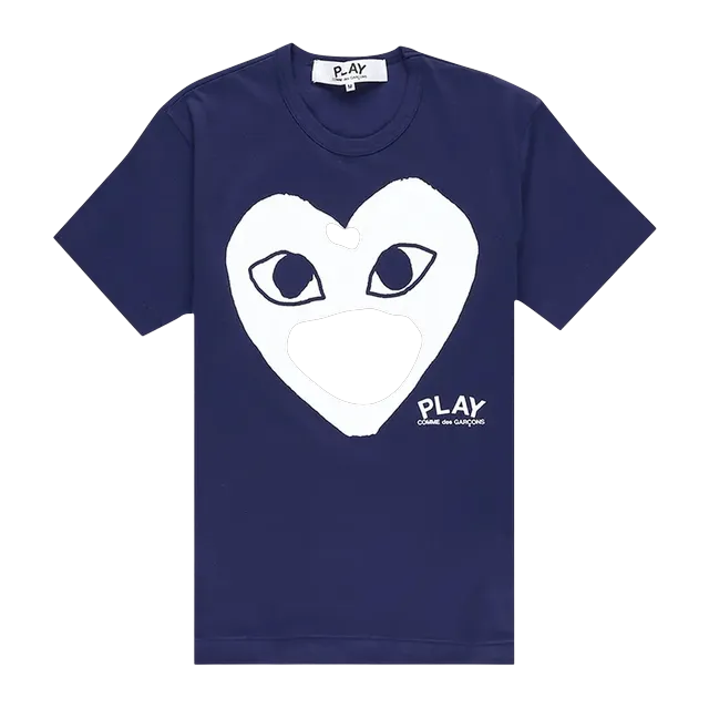 Comme des Garçons Play Printed Heart Logo T-Shirt Navy — Authentic Comme Des Garçons in stock at CLZTURE