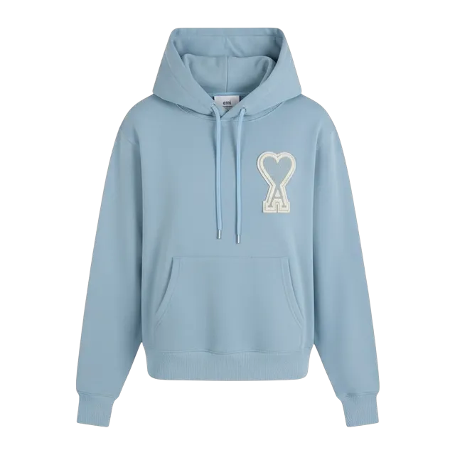 AMI Paris Big Logo Hooded Light Blue — Authentic Hoodies & Sweats at CLZTURE