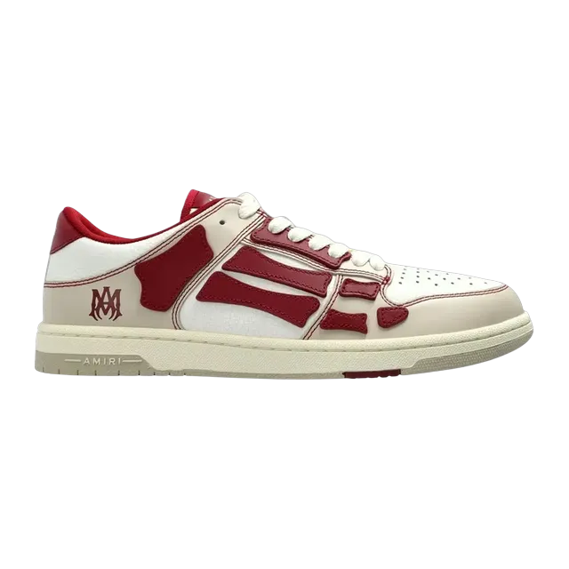 Amiri Skel Top Low Varsity – Cream Deep Red — Authentic Shoes & Footwear at CLZTURE