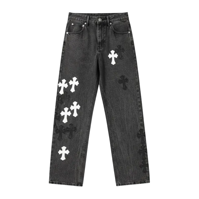 Chrome Hearts Cross Patch Jeans Grey White — Authentic Chrome Hearts in stock at CLZTURE