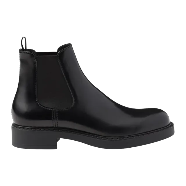 Prada Brushed Leather Chelsea Black — Authentic Prada in stock at CLZTURE