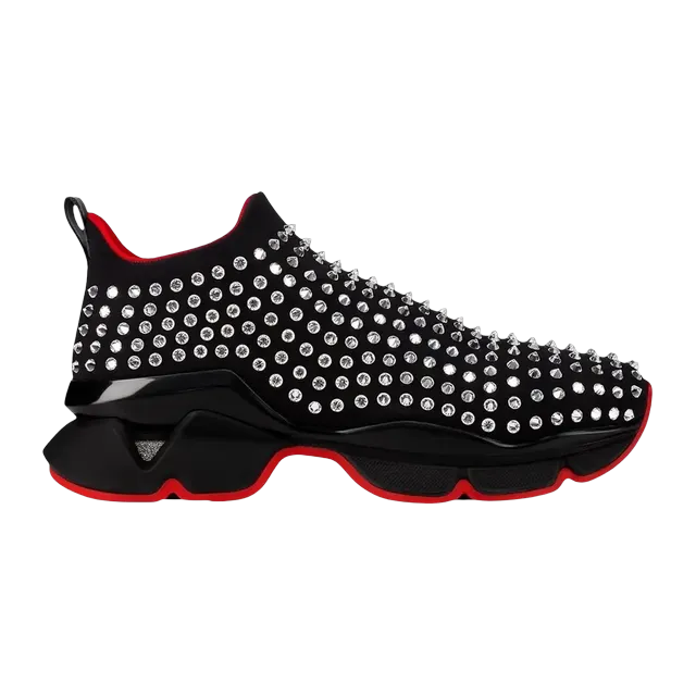 Christian Louboutin Spike Sock Silver Black — Authentic Shoes & Footwear at CLZTURE