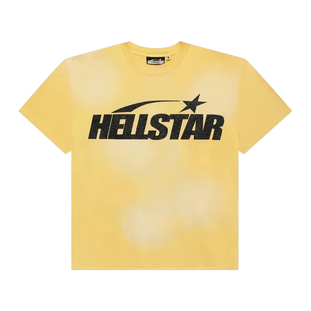 Hellstar Classic Black Glitter Logo T-Shirt Yellow — Authentic T-Shirts at CLZTURE