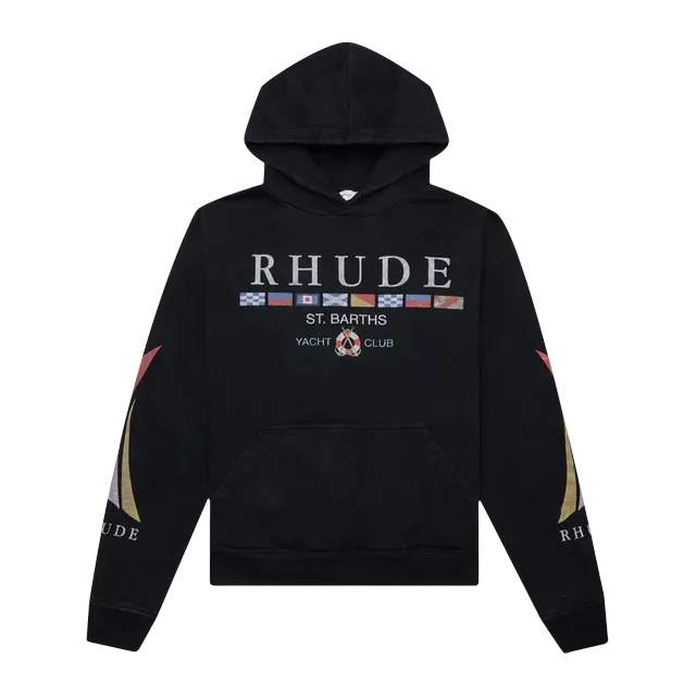 Rhude Yacht Club Hoodie Vintage Black — Authentic Hoodies & Sweats at CLZTURE