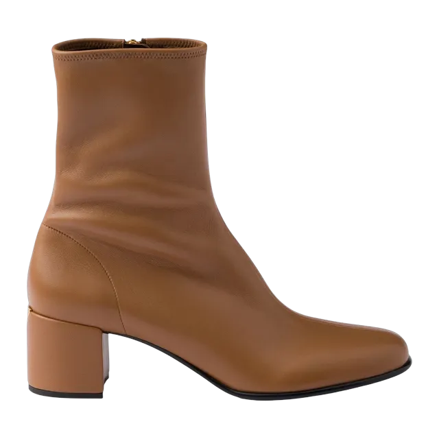 Prada Stretch Nappa Leather Booties Brown — Authentic Prada in stock at CLZTURE