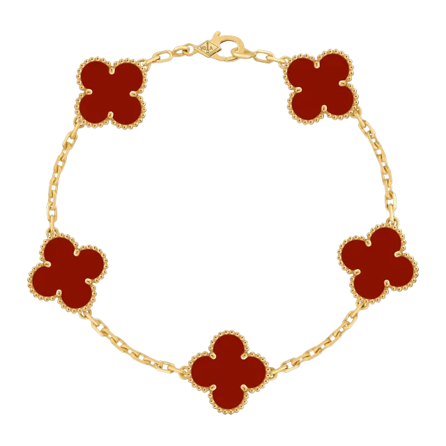 Van Cleef & Arpels Vintage Alhambra 5 Motifs Cornaline Gold — Authentic Jewelry at CLZTURE