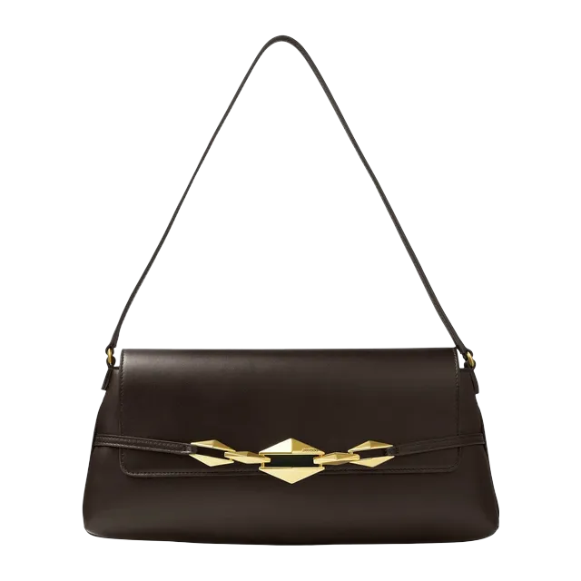 Jimmy Choo Diamond Shoulder East-West Brown — Authentic Bags & Luggage at CLZTURE