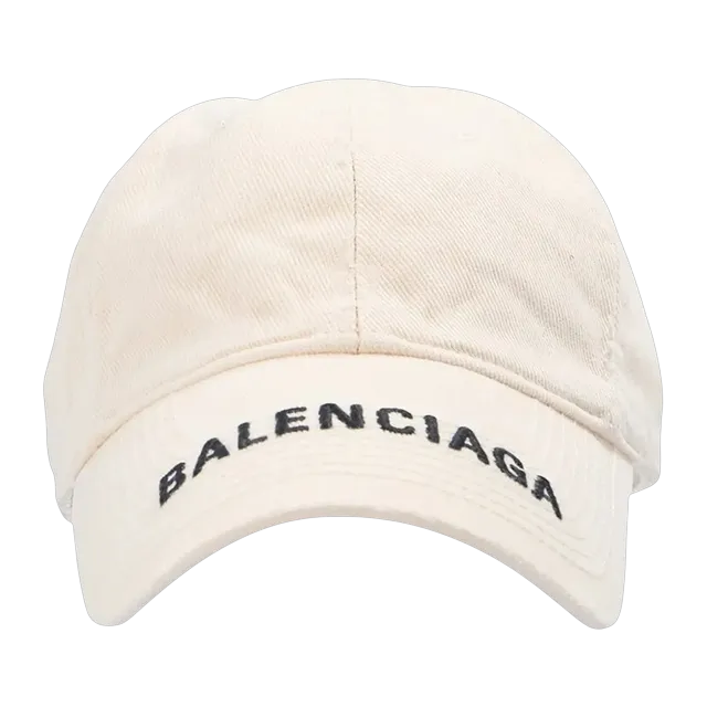 Balenciaga Logo Visor Baseball Cap Chalky White/Black — Authentic Accessories at CLZTURE