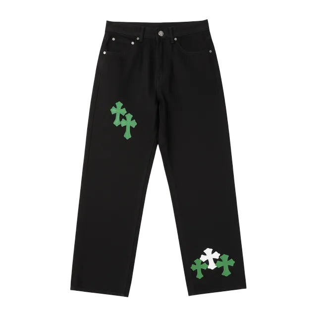 Chrome Hearts Cross Patch Jeans Black Green — Authentic Chrome Hearts in stock at CLZTURE