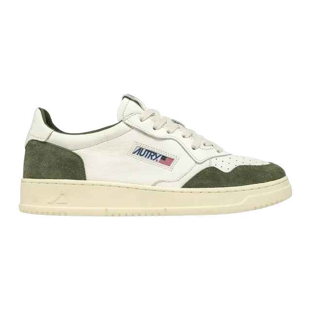 Autry Medalist Low White Olive — Authentic Shoes & Footwear at CLZTURE