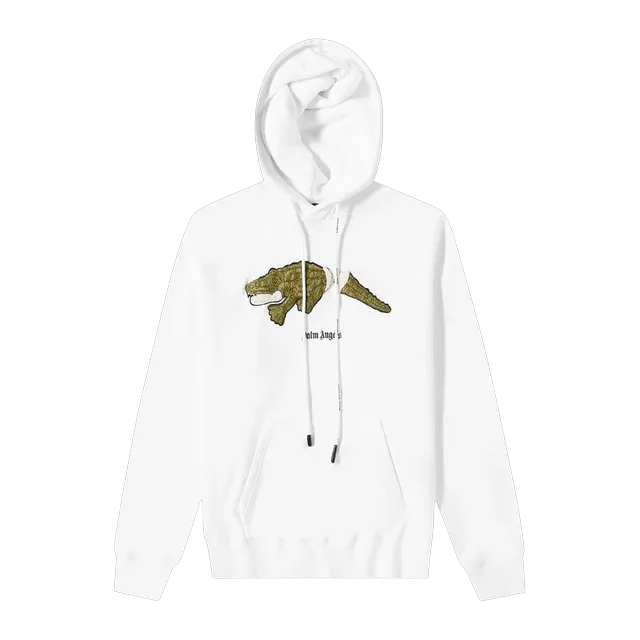 Palm Angels Croco Hoodie White/Green — Authentic Hoodies & Sweats at CLZTURE