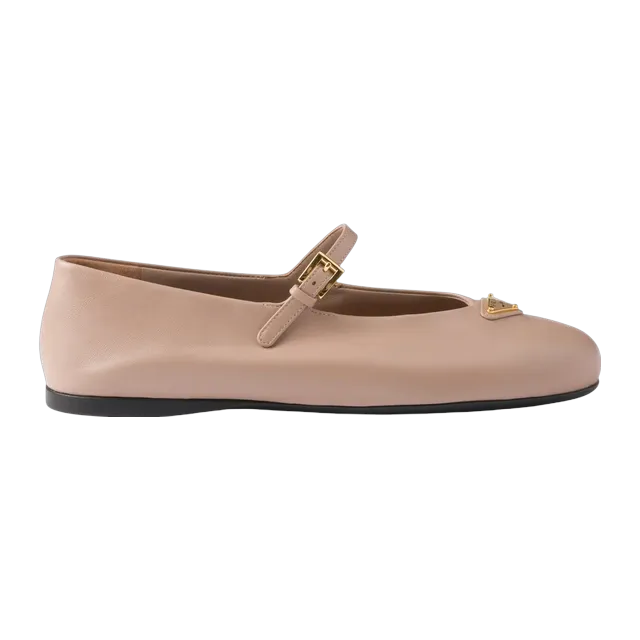 Prada Nappa Leather Ballerinas Neutral — Authentic Loafers & Flats at CLZTURE