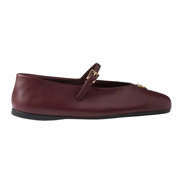 Prada Nappa Leather Ballerinas Red — Authentic Loafers & Flats at CLZTURE