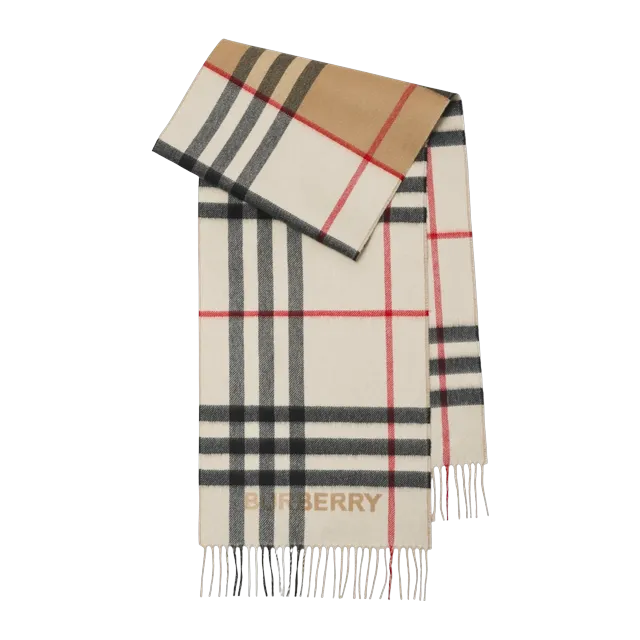 Burberry Scarf Cachemire Check Contrastant Neutral — Authentic Burberry in stock at CLZTURE