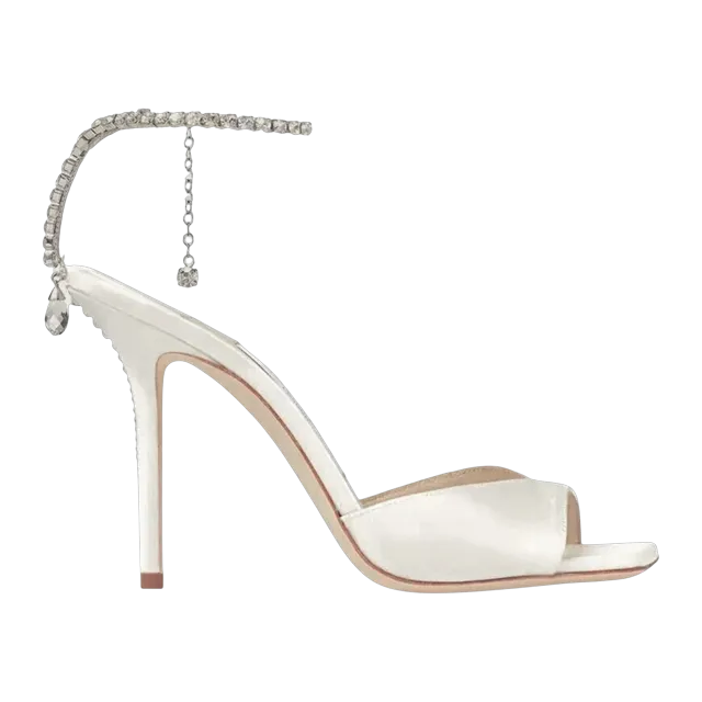 Jimmy Choo Saeda Sandal 100Mm White — Authentic Shoes & Footwear at CLZTURE