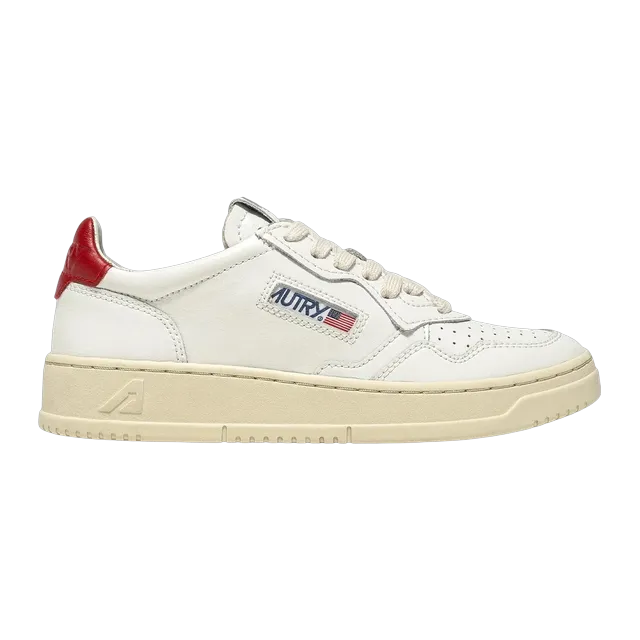 Autry Medalist Low White Red — Authentic Shoes & Footwear at CLZTURE