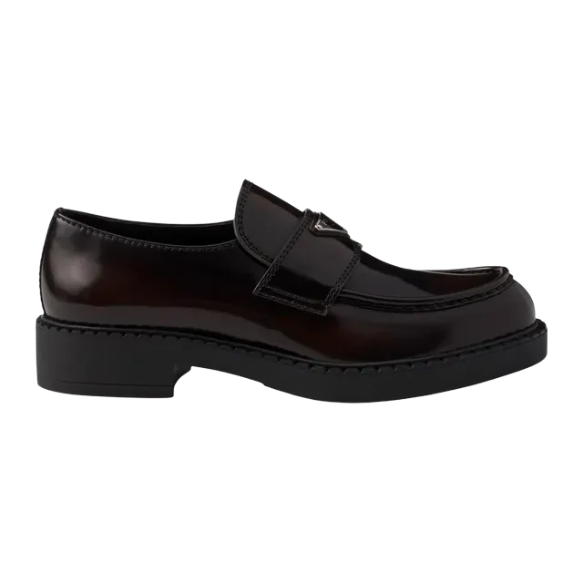 Prada Chocolate Brushed Leather Loafers Black — Authentic Prada in stock at CLZTURE
