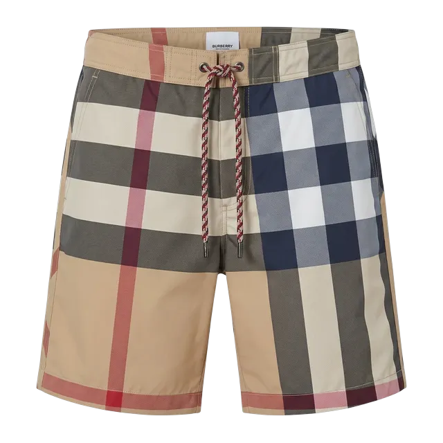 Burberry Shorts De Bain Check Brown — Authentic Swimwear at CLZTURE
