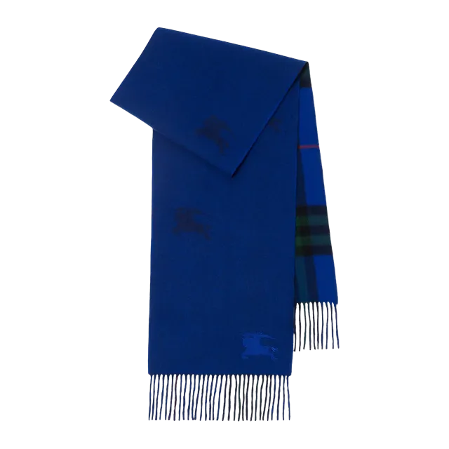 Burberry Scarf Réversible Cachemire Check Ekd Blue — Authentic Accessories at CLZTURE