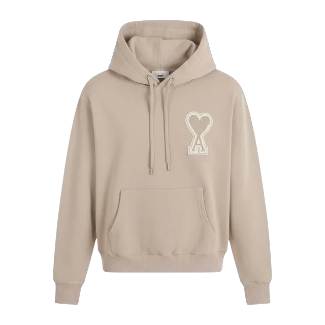 AMI Paris Big Logo Hooded Beige — Authentic Hoodies & Sweats at CLZTURE