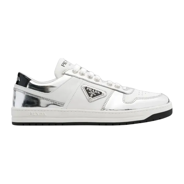Prada Downtown Leather Silver White — Authentic Shoes & Footwear at CLZTURE