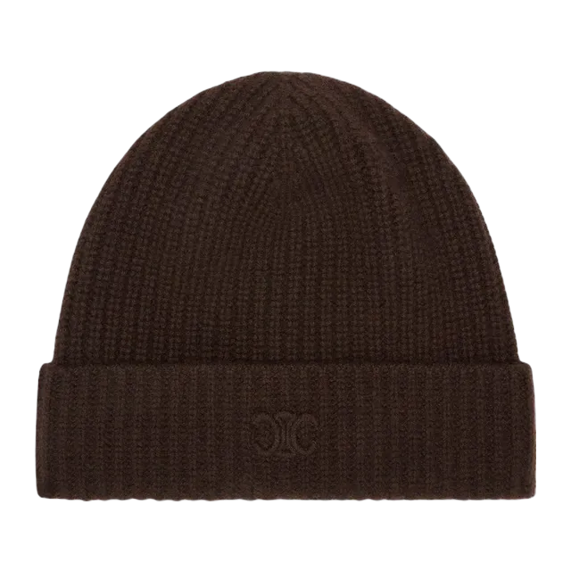 Céline Beanie Triomphe Cachemire Écossais Brown — Authentic Accessories at CLZTURE