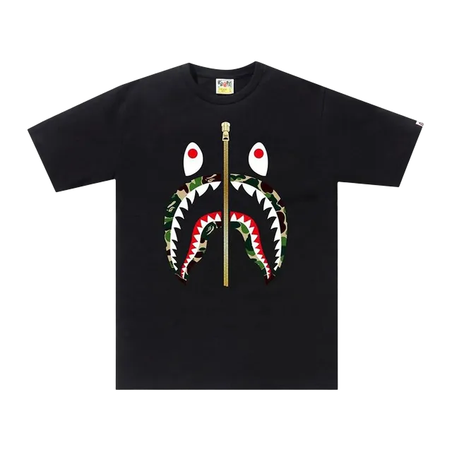 BAPE Abc Gold Zip Shark T-Shirt Black — Authentic T-Shirts at CLZTURE