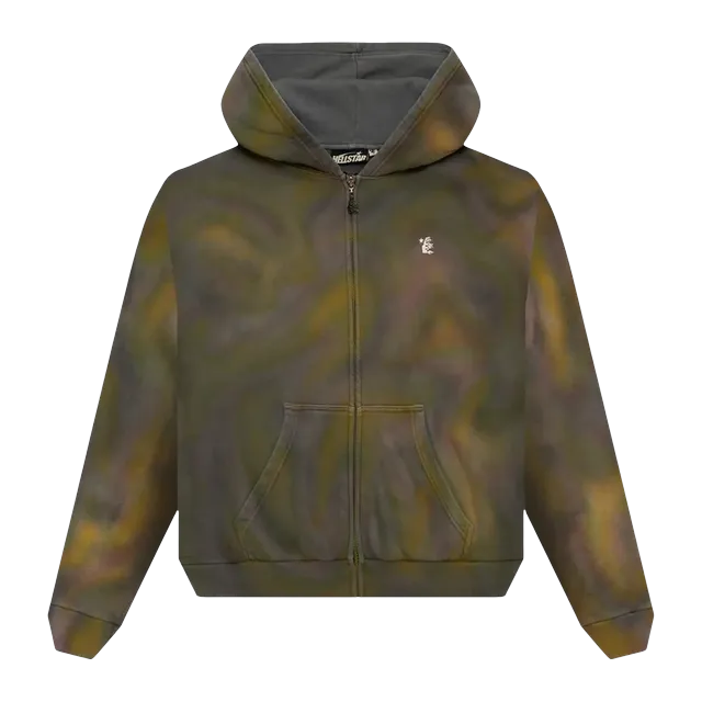 Hellstar Classic Logo Airbrush Zip-Up Hoodie Green — Authentic at CLZTURE