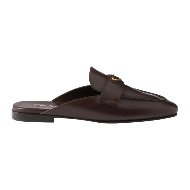 Prada Leather Slippers Brown — Authentic Prada in stock at CLZTURE