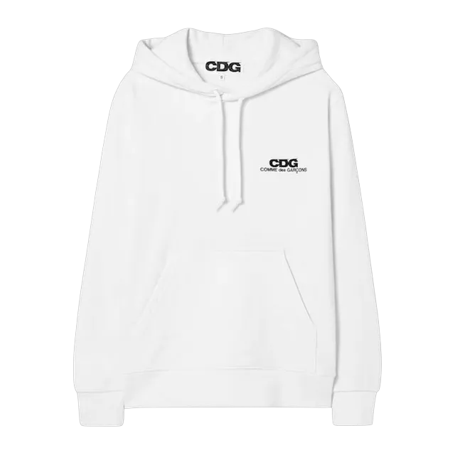 Comme des Garçons Play Logo Hooded Sweatshirt White — Authentic Hoodies & Sweats at CLZTURE