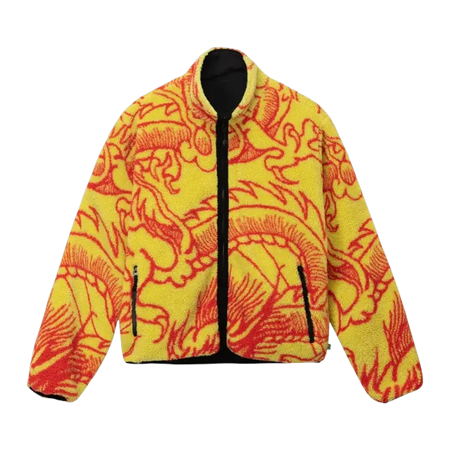 Stüssy Stussy Dragon Sherpa Jacket Lime — Authentic Jackets & Outerwear at CLZTURE