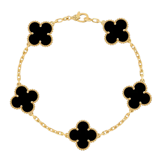 Van Cleef & Arpels Vintage Alhambra 5 Motifs Onyx Gold — Authentic Jewelry at CLZTURE