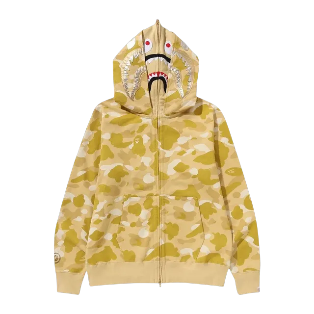 BAPE Color Camo Double Shark Full Zip Hoodie Yellow — Authentic Hoodies & Sweats at CLZTURE