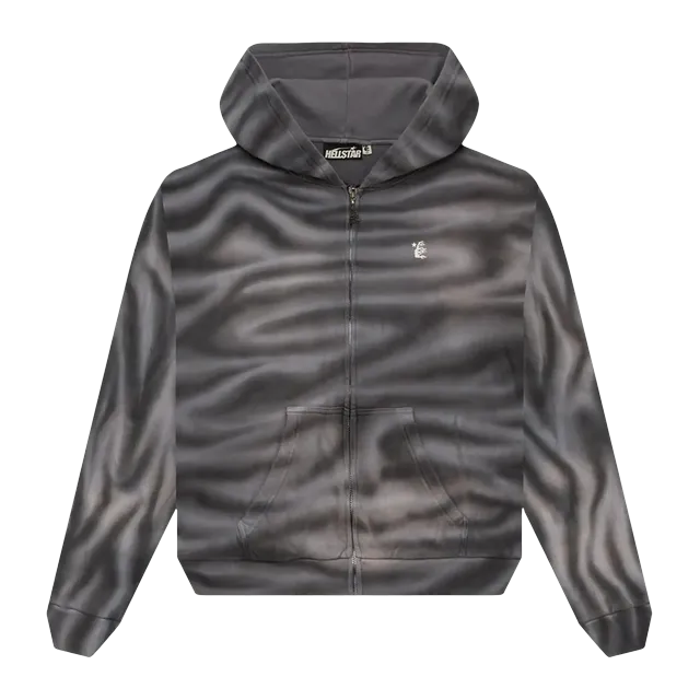 Hellstar Classic Logo Airbrush Zip-Up Hoodie White — Authentic Hellstar in stock at CLZTURE