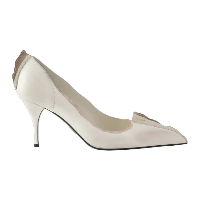 Prada Antiqued Leather Pumps 85Mm White — Authentic at CLZTURE