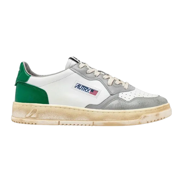 Autry Medalist Low Super Vintage White Green — Authentic Shoes & Footwear at CLZTURE