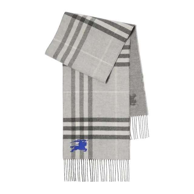 Burberry Scarf Réversible Cachemire Check Ekd Grey — Authentic Accessories at CLZTURE