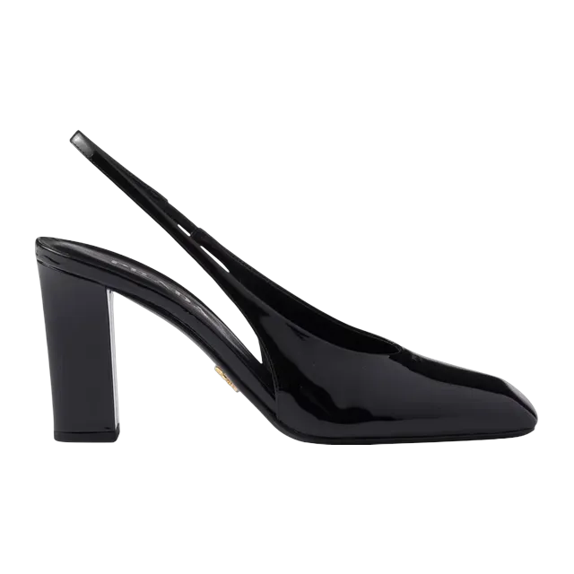 Prada Patent Leather Slingback Pumps 85Mm Black — Authentic Shoes & Footwear at CLZTURE