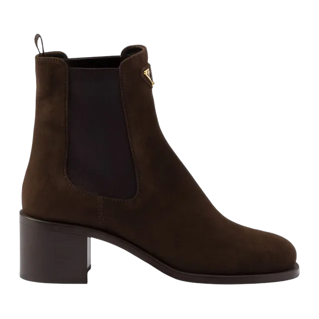 Prada Suede Booties Brown — Authentic Boots at CLZTURE