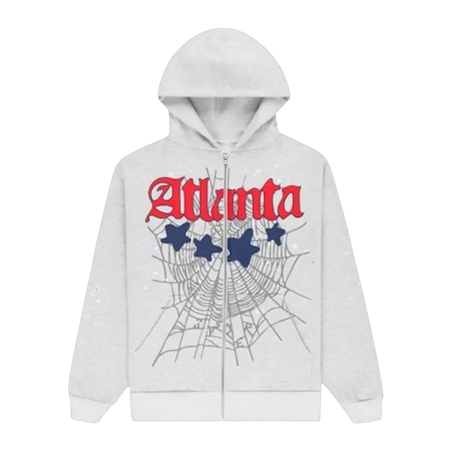 Sp5der Atlanta Full Zip Hoodie Heather Grey — Authentic at CLZTURE