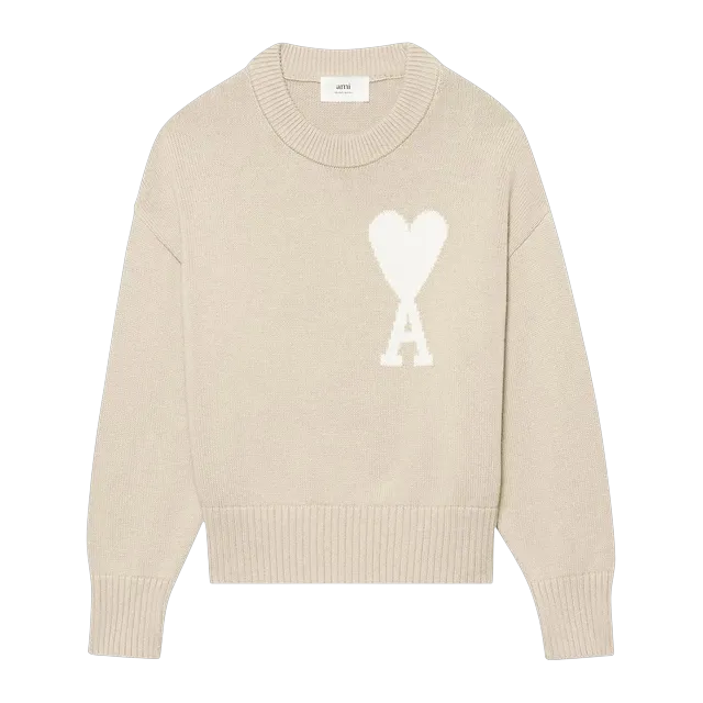 AMI Paris Big Logo Sweater Beige — Authentic AMI in stock at CLZTURE