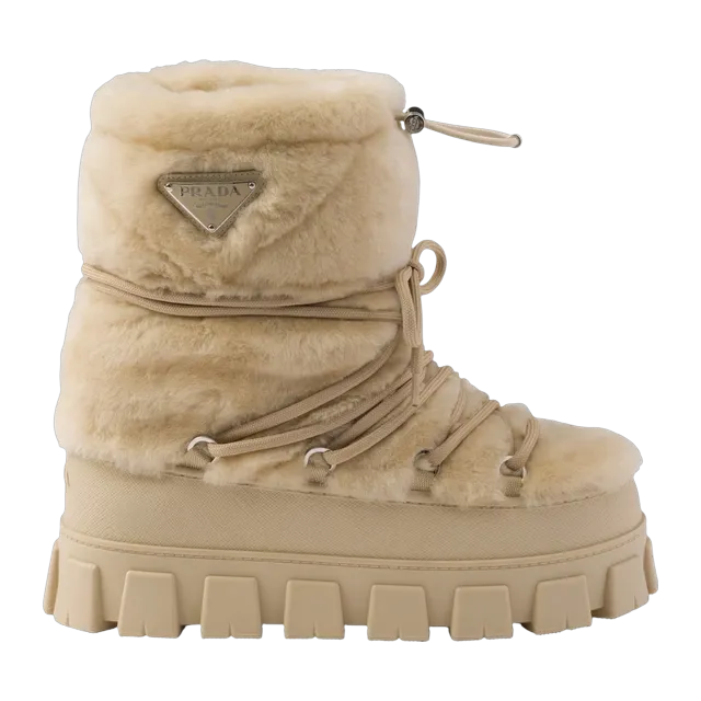 Prada Shearling Ski Booties Brown — Authentic Boots at CLZTURE