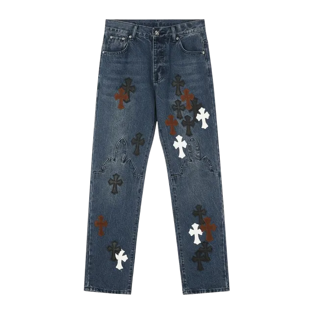 Chrome Hearts Cross Patch Jeans Black Brown — Authentic Chrome Hearts in stock at CLZTURE