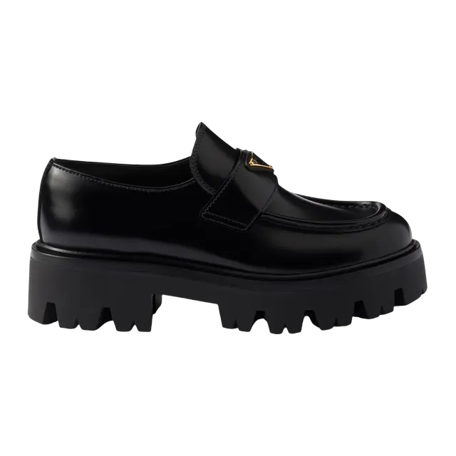 Prada Brushed Leather Loafers Black — Authentic Prada in stock at CLZTURE